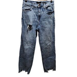 Kendall & Kylie the high rise slim straight jean defining wash destroyed 11/30